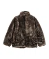 Remain Birger Christensen High-necked Woolen Fur Coat In Brown
