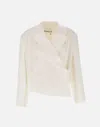 Remain Birger Christensen Beige Oversized Crop Blazer In White