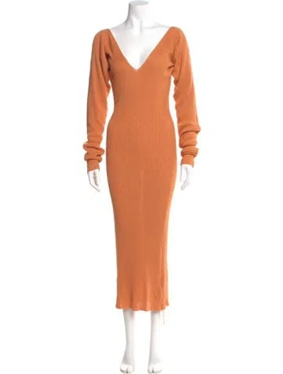 Pre-owned Remain Birger Christensen Jute Long Dress In Orange