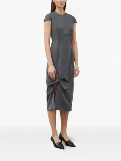 Remain Birger Christensen Knot-detail Midi Dress In Gray