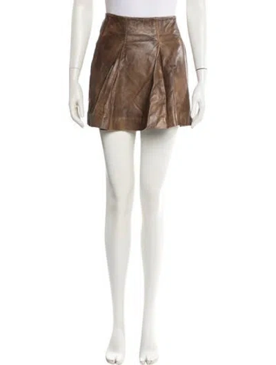 Pre-owned Remain Birger Christensen Lamb Leather Mini Skirt In Brown