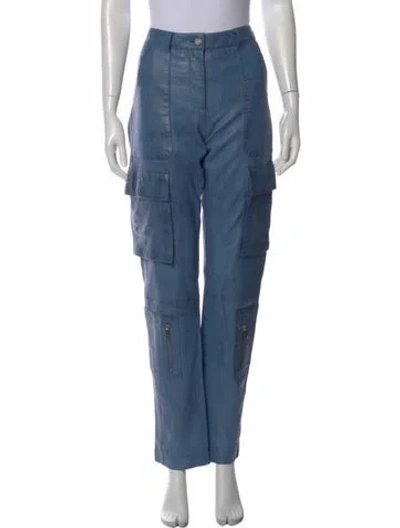 Pre-owned Remain Birger Christensen Lamb Leather Straight Leg Pants In Blue