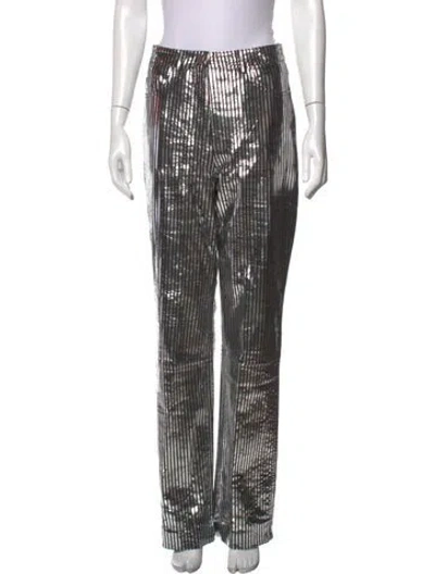 Pre-owned Remain Birger Christensen Lamb Leather Straight Leg Pants In Multicolor