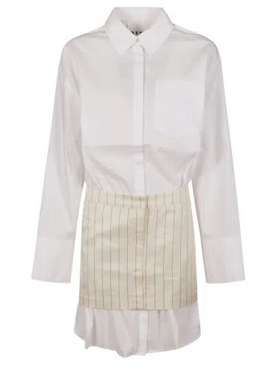 Remain Birger Christensen Layered Suiting Dress In Egret Comb