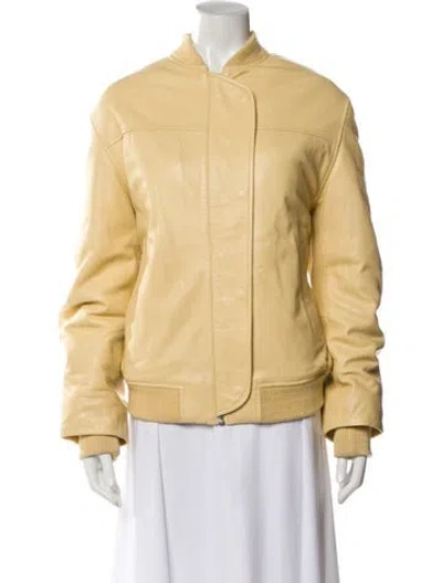 Pre-owned Remain Birger Christensen Leather Bomber Jacket In Neutral