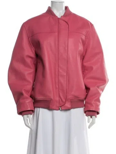 Pre-owned Remain Birger Christensen Leather Bomber Jacket In Pink