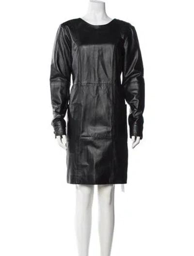Pre-owned Remain Birger Christensen Leather Knee-length Dress In Black