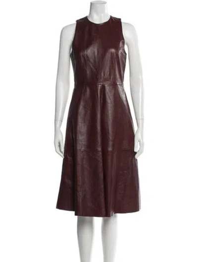 Pre-owned Remain Birger Christensen Leather Midi Length Dress In Burgundy