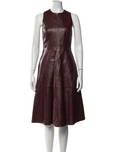 Pre-owned Remain Birger Christensen Leather Midi Length Dress In Burgundy