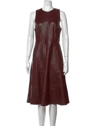 Pre-owned Remain Birger Christensen Leather Midi Length Dress In Burgundy