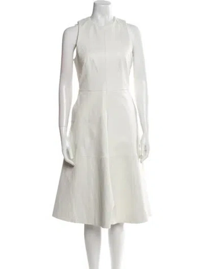 Pre-owned Remain Birger Christensen Leather Midi Length Dress In White