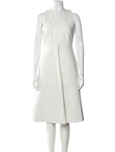 Pre-owned Remain Birger Christensen Leather Midi Length Dress In White