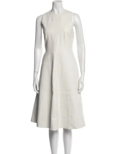 Pre-owned Remain Birger Christensen Leather Midi Length Dress In White