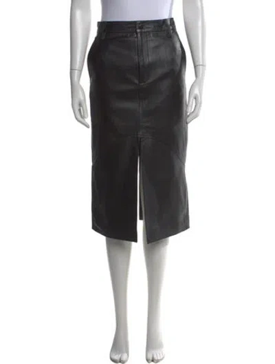 Pre-owned Remain Birger Christensen Leather Midi Length Skirt In Black