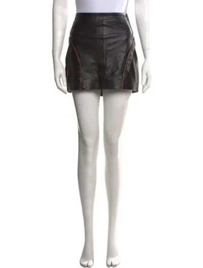 Pre-owned Remain Birger Christensen Leather Mini Skirt In Black/white