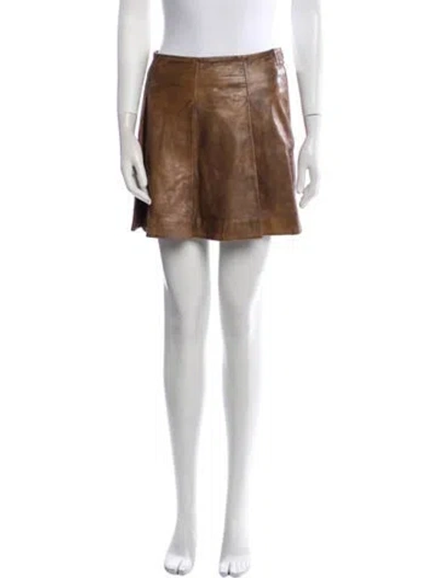 Pre-owned Remain Birger Christensen Leather Mini Skirt In Orange