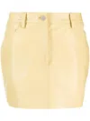 Remain Birger Christensen Yellow Five-pocket Leather Miniskirt In Yellow