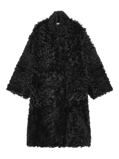 Remain Birger Christensen Leather Reversible Coat In Black