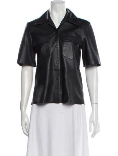 Pre-owned Remain Birger Christensen Leather Short Sleeve Top In Black