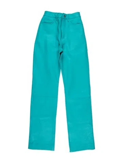 Pre-owned Remain Birger Christensen Leather Straight Leg Pants In Blue