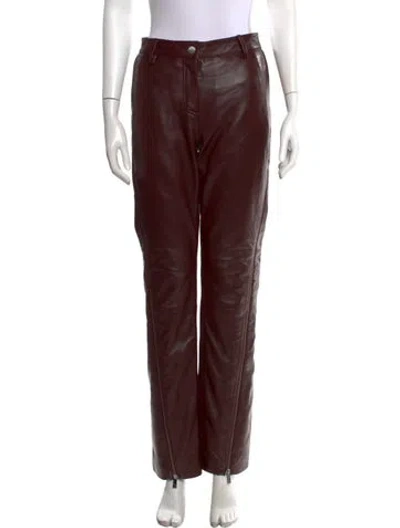 Pre-owned Remain Birger Christensen Leather Straight Leg Pants In Brown