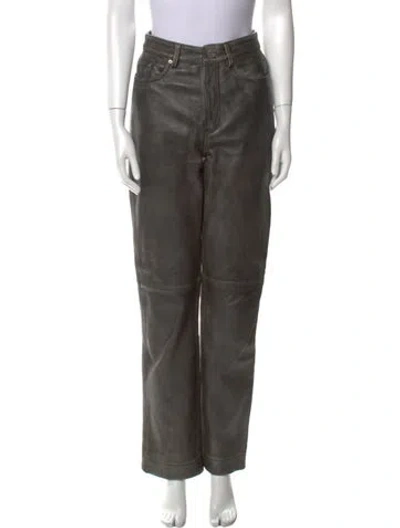 Pre-owned Remain Birger Christensen Leather Straight Leg Pants In Gray