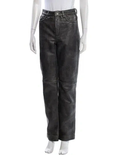 Pre-owned Remain Birger Christensen Leather Straight Leg Pants In Gray