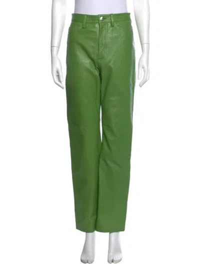 Pre-owned Remain Birger Christensen Leather Straight Leg Pants In Green