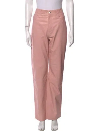 Pre-owned Remain Birger Christensen Leather Straight Leg Pants In Pink