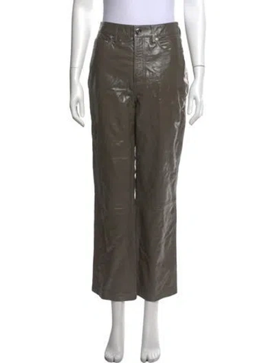 Pre-owned Remain Birger Christensen Leather Straight Leg Pants W/ Tags In Grey