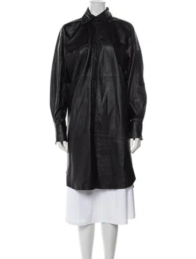 Pre-owned Remain Birger Christensen Leather Trench Coat In Black
