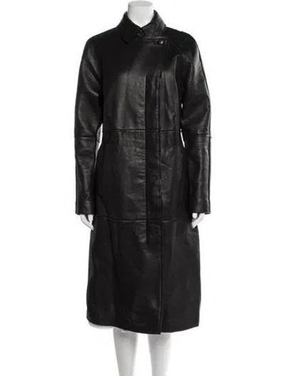 Pre-owned Remain Birger Christensen Leather Trench Coat In Black