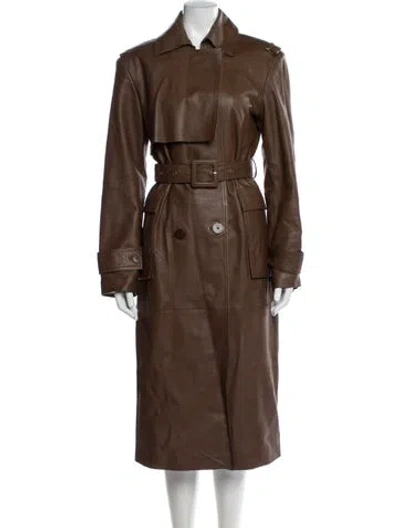 Pre-owned Remain Birger Christensen Leather Trench Coat In Brown
