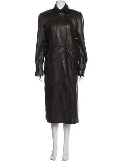 Pre-owned Remain Birger Christensen Leather Trench Coat In Brown