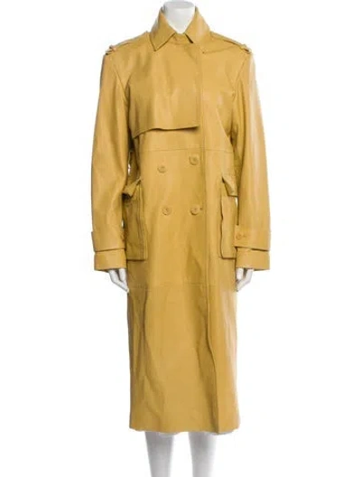 Pre-owned Remain Birger Christensen Leather Trench Coat In Yellow