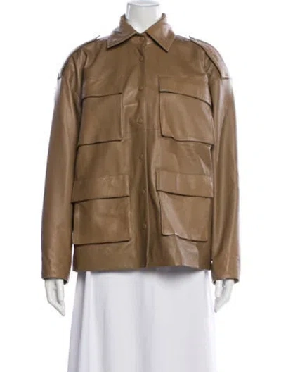 Pre-owned Remain Birger Christensen Leather Utility Jacket In Neutral