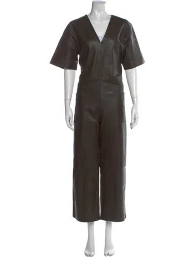 Pre-owned Remain Birger Christensen Leather V-neck Jumpsuit In Multi
