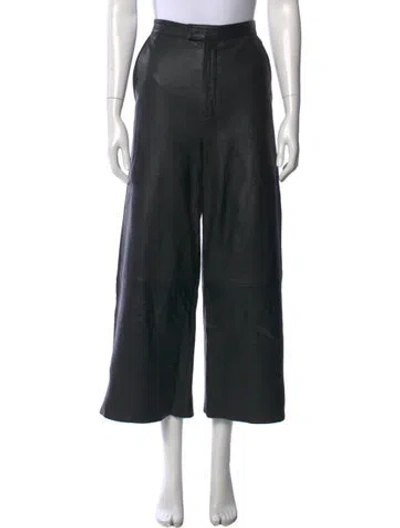 Pre-owned Remain Birger Christensen Leather Wide Leg Pants In Black