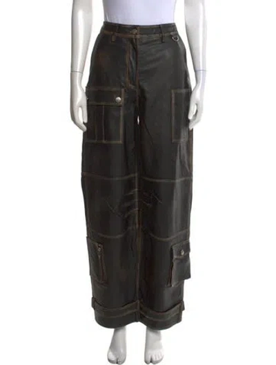 Pre-owned Remain Birger Christensen Leather Wide Leg Pants In Black