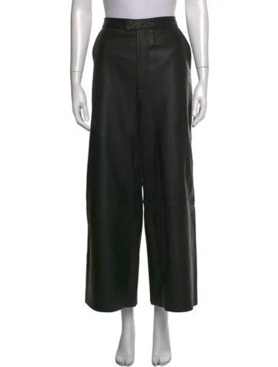Pre-owned Remain Birger Christensen Leather Wide Leg Pants In Black