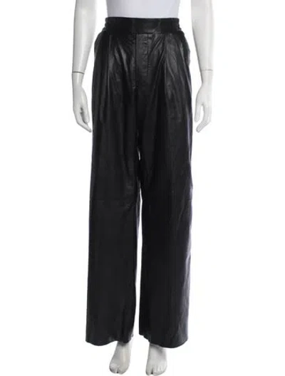 Pre-owned Remain Birger Christensen Leather Wide Leg Pants In Black