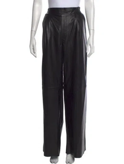 Pre-owned Remain Birger Christensen Leather Wide Leg Pants In Black