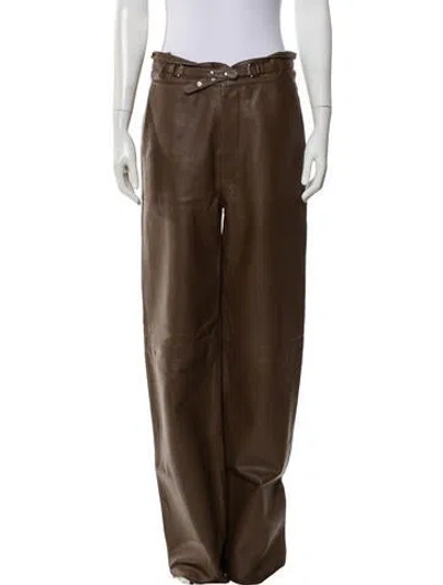 Pre-owned Remain Birger Christensen Leather Wide Leg Pants In Brown