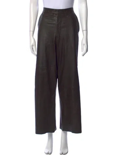 Pre-owned Remain Birger Christensen Leather Wide Leg Pants In Brown