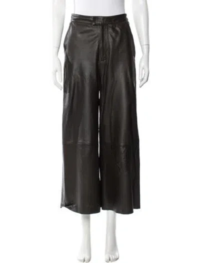 Pre-owned Remain Birger Christensen Leather Wide Leg Pants In Brown