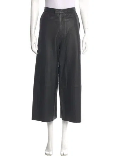 Pre-owned Remain Birger Christensen Leather Wide Leg Pants In Gray