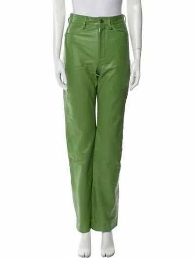 Pre-owned Remain Birger Christensen Leather Wide Leg Pants In Green