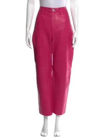 Pre-owned Remain Birger Christensen Leather Wide Leg Pants In Pink