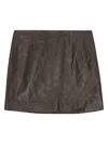 Remain Birger Christensen Leather Zip-front Mini Skirt In Brown