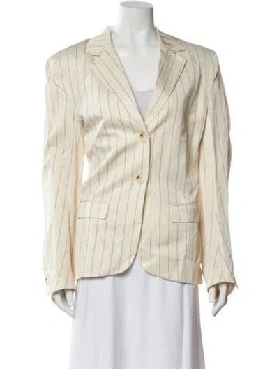 Pre-owned Remain Birger Christensen Linen Striped Blazer W/ Tags In Neutral